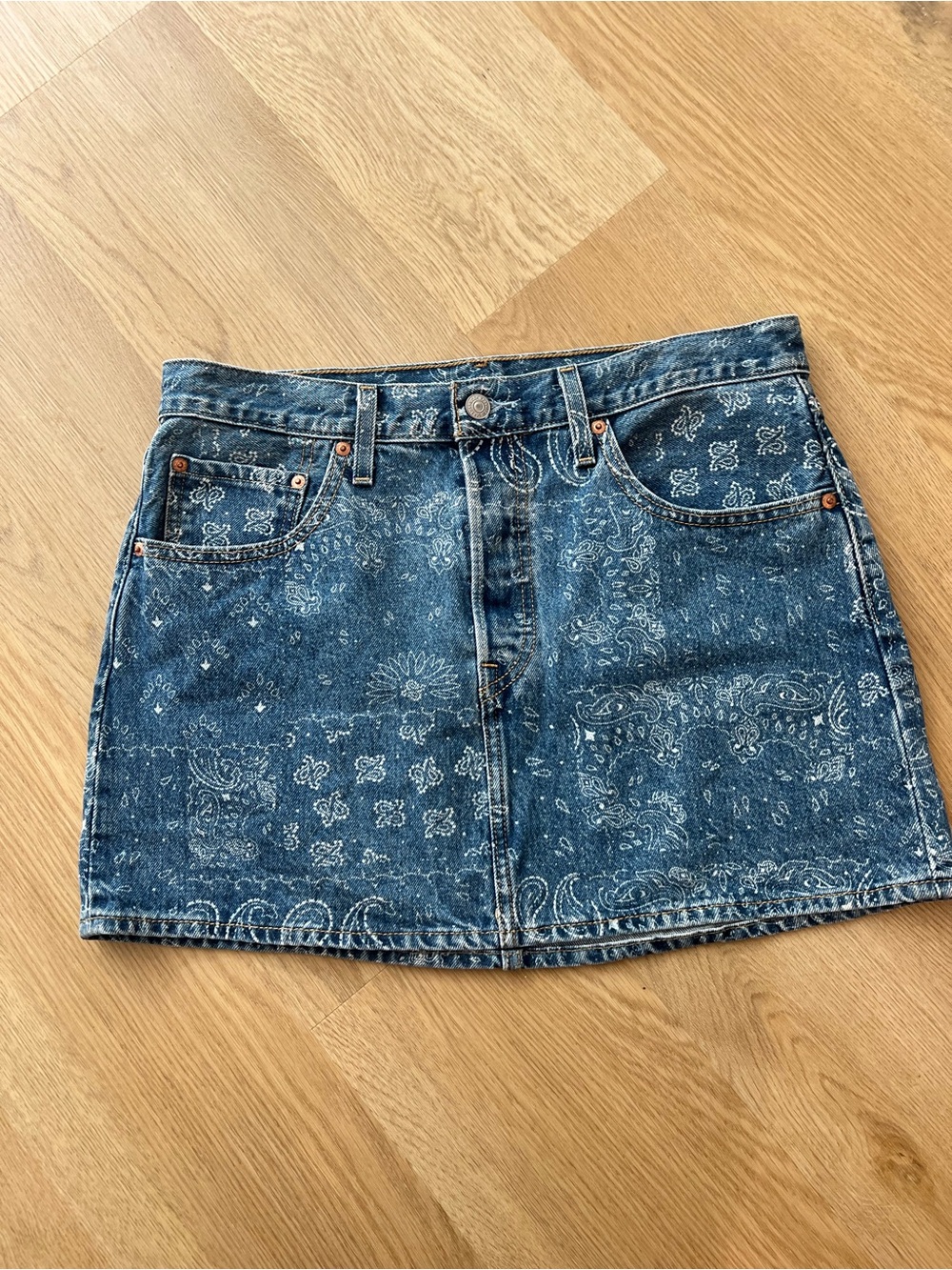 Levi's Blue Paisley Bandana Denim Mini Skirt